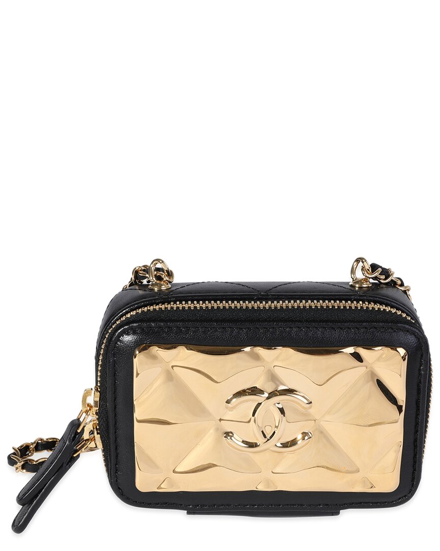 Pre-owned Chanel Black Quilted Lambskin Mini Vanity Bag (authentic Pre-loved)