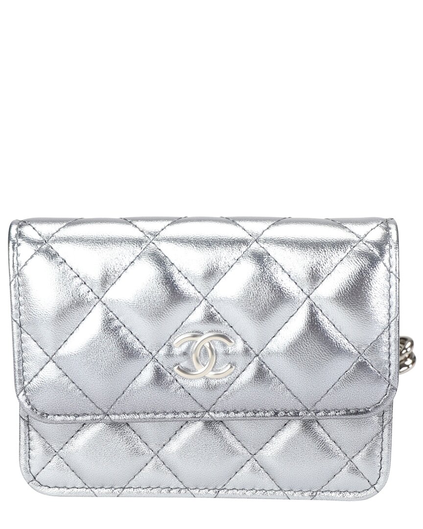 Pre-owned Chanel Metallic Silver Quilted Leather Coco Punk Belt Bag (authentic Pre-  Loved)