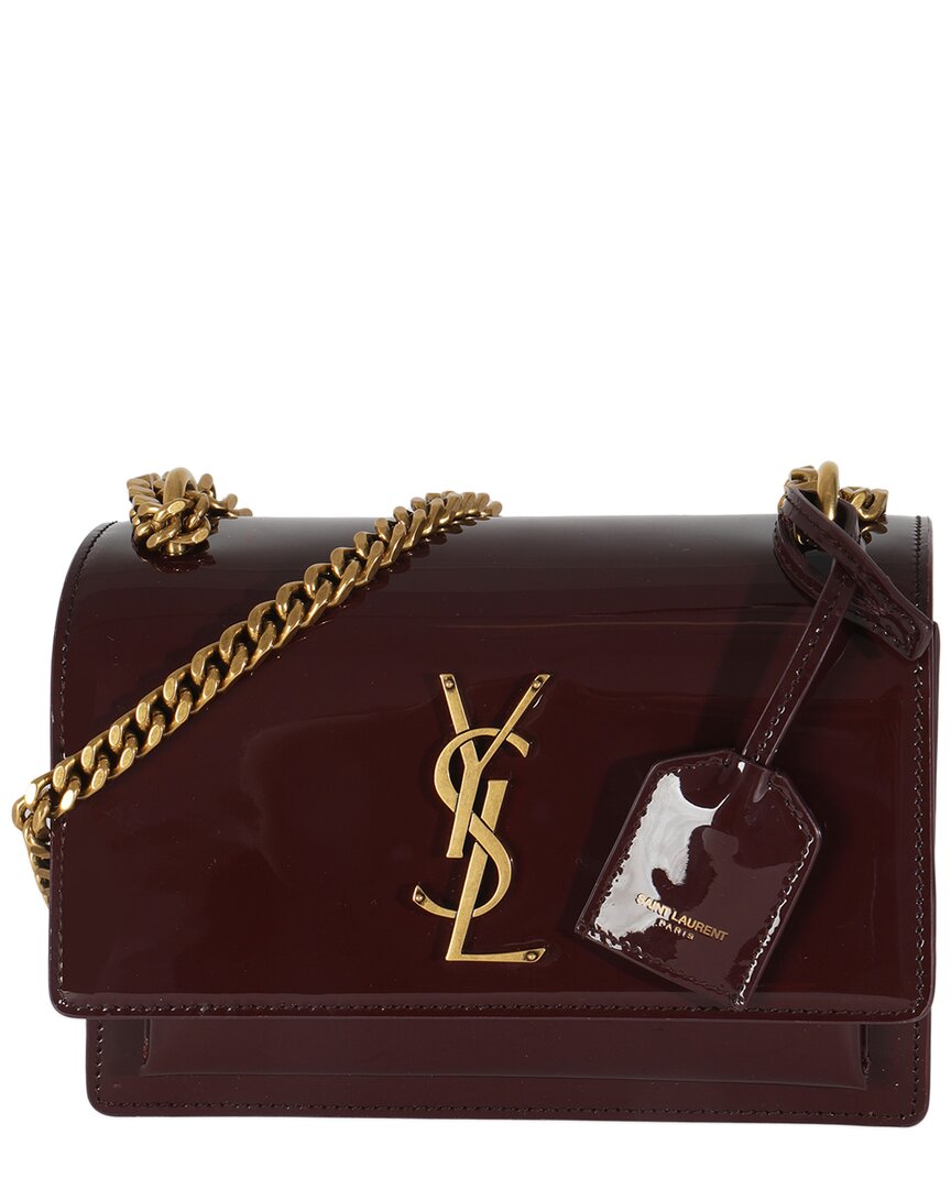Saint Laurent Burgundy Patent Leather Monogram Small Sunset Bag (authentic  Pre-loved)