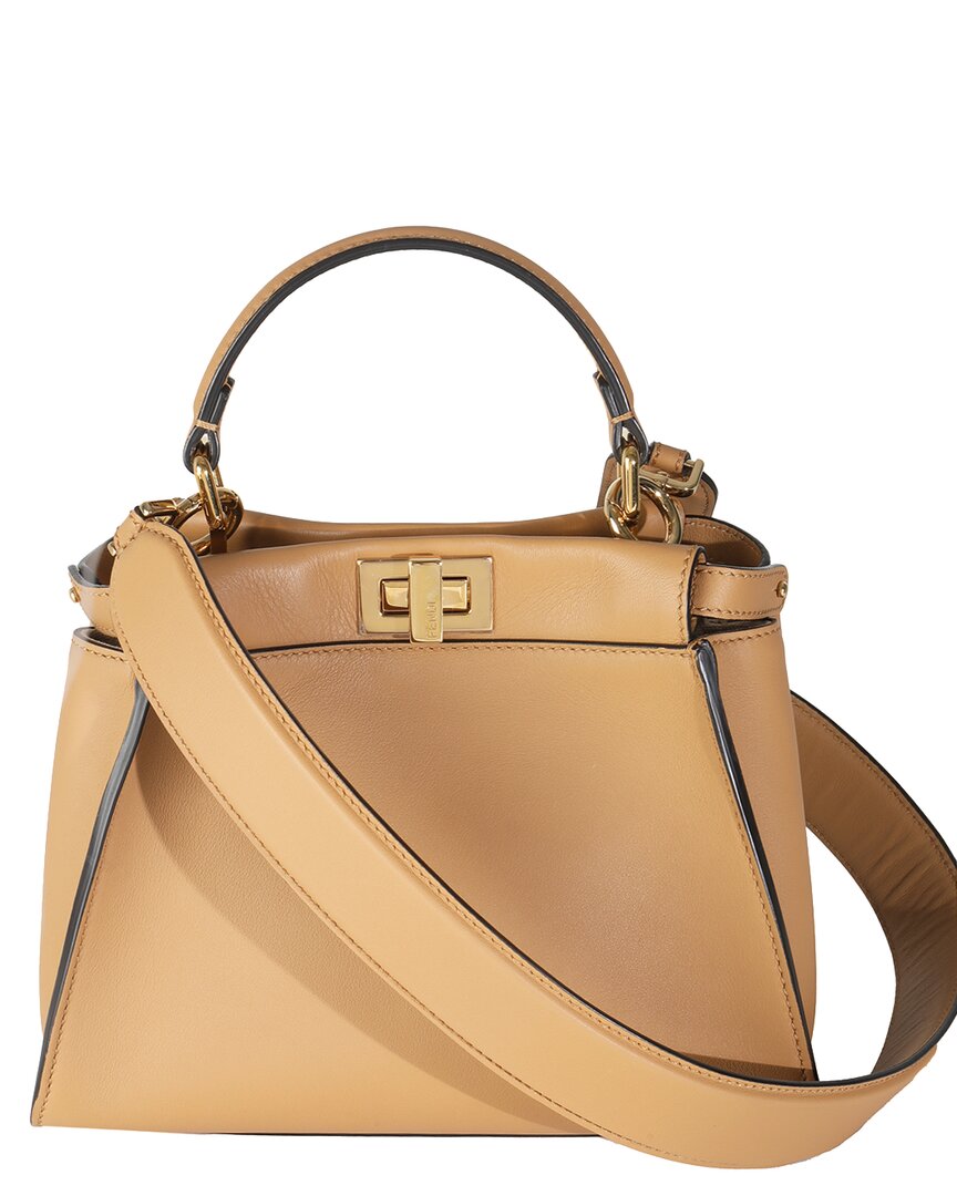 Fendi Beige & Brown Leather Petite Peekaboo I See U Satchel (authentic Pre-  Loved)