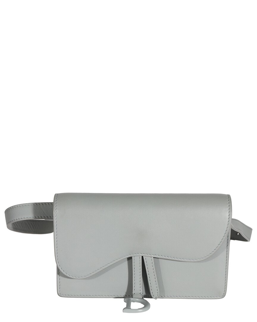 Dior Gray Calfskin Saddle Belt Pouch (authentic Pre-loved)