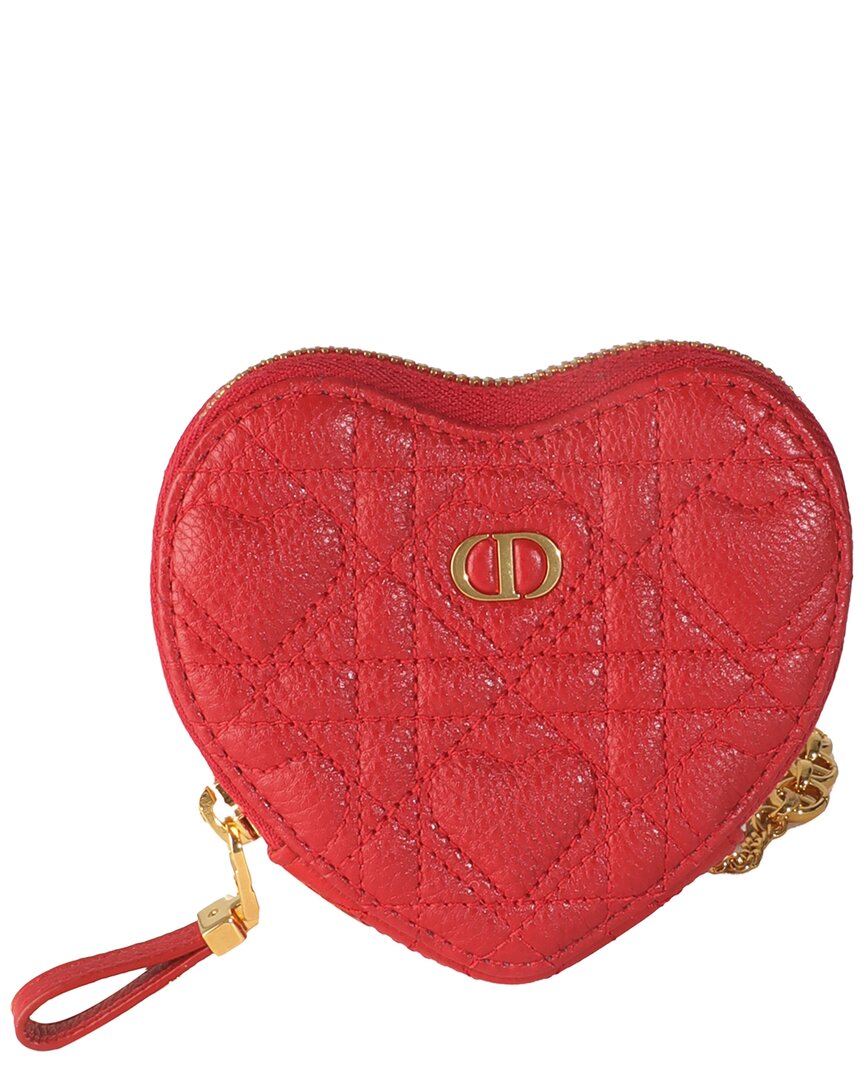 Dior Red Leather Amour Caro Heart Pouch With Chain (authentic Pre-loved)