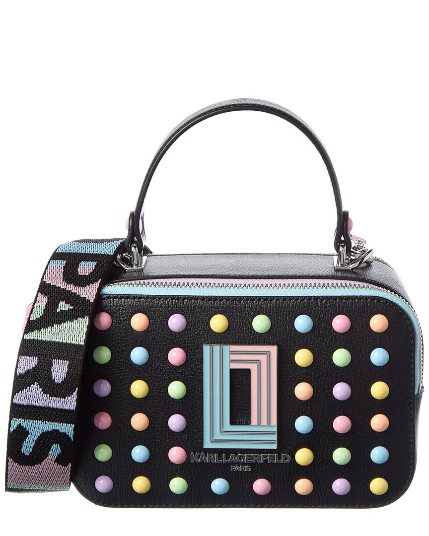 Karl Lagerfeld Simone Leather Crossbody In Black