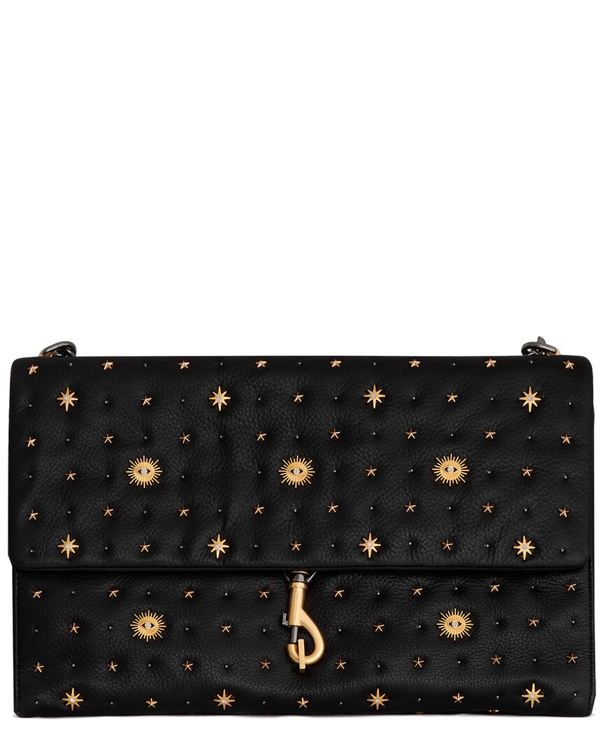 Rebecca Minkoff Edie Evil Eye Large Leather Shoulder Bag In Black