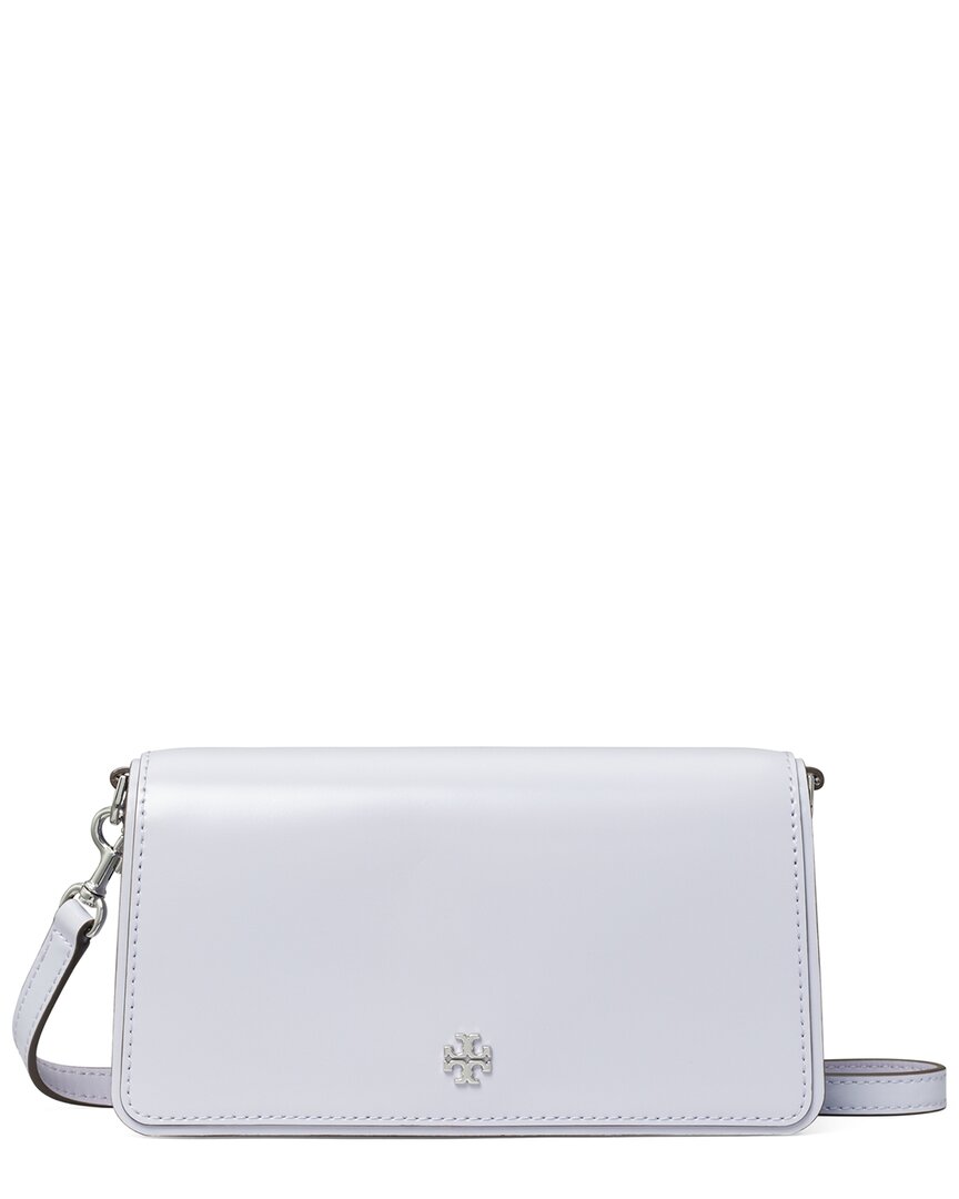 Tory Burch Emerson Patent Mini Leather Crossbody In Purple