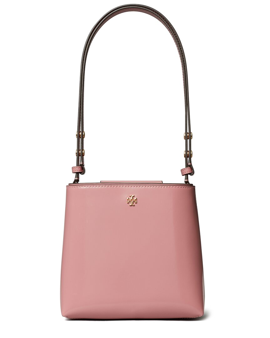 Tory Burch Emerson Patent Small Bucket Bag In Pink