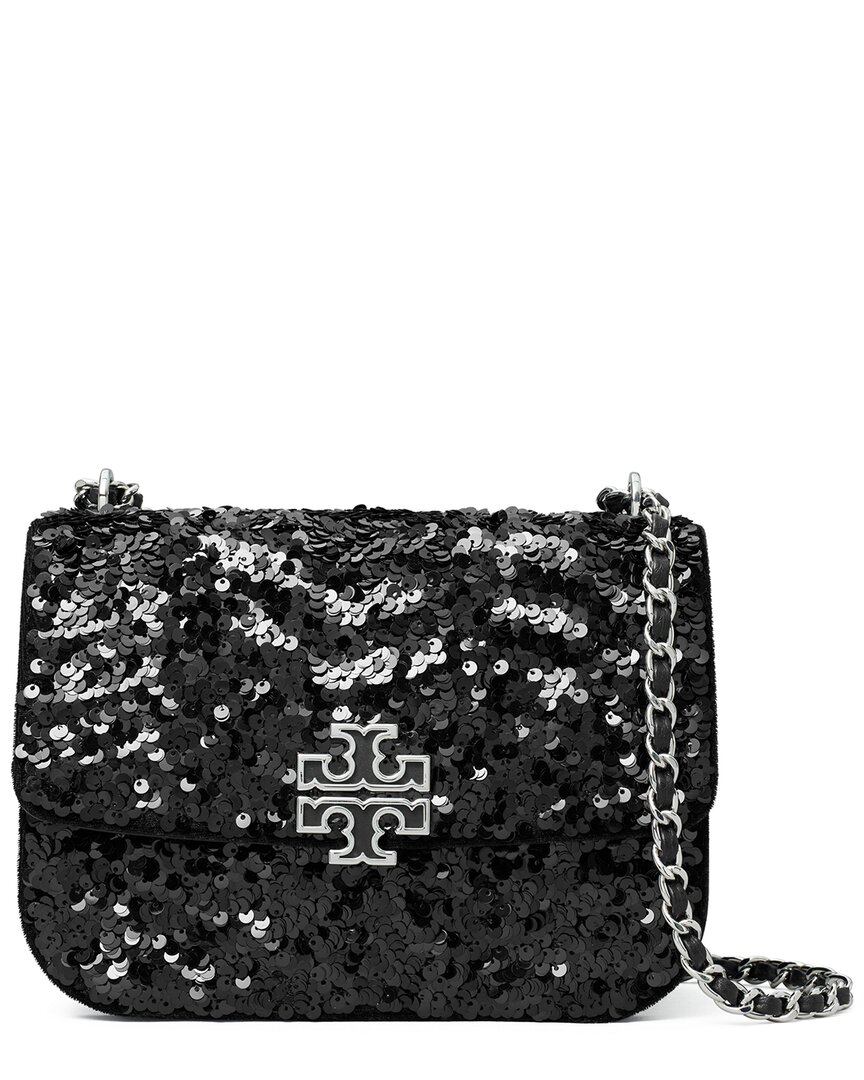 Tory Burch Britten Sequins Small Adjustable Shoulder Bag In Black