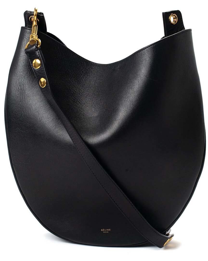 Celine Black Leather Trotteur Hobo Bag (authentic Pre-loved) In Black