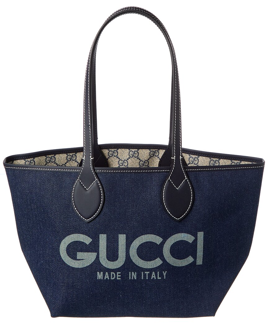 Gucci Totissima Small Reversible Denim & Leather Tote