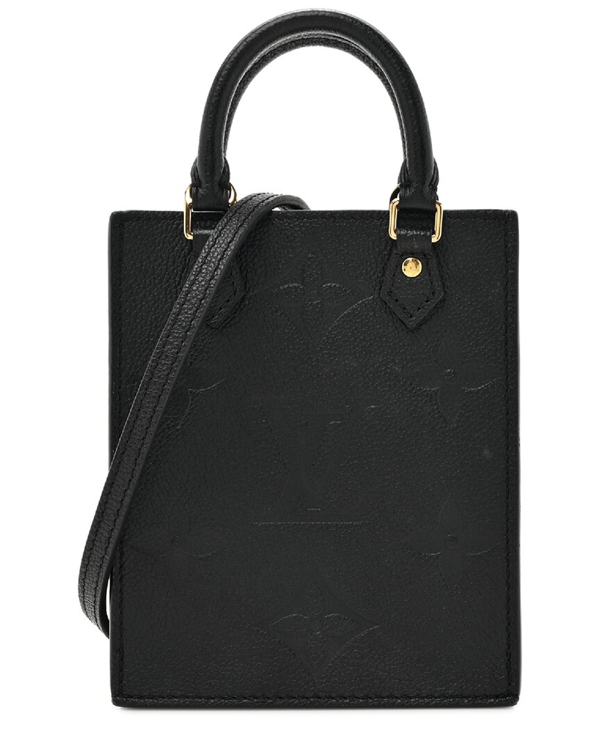 Pre-owned Louis Vuitton Black Monogram Empreinte Leather Giant Petit Sac Plat (authentic Pre-loved)