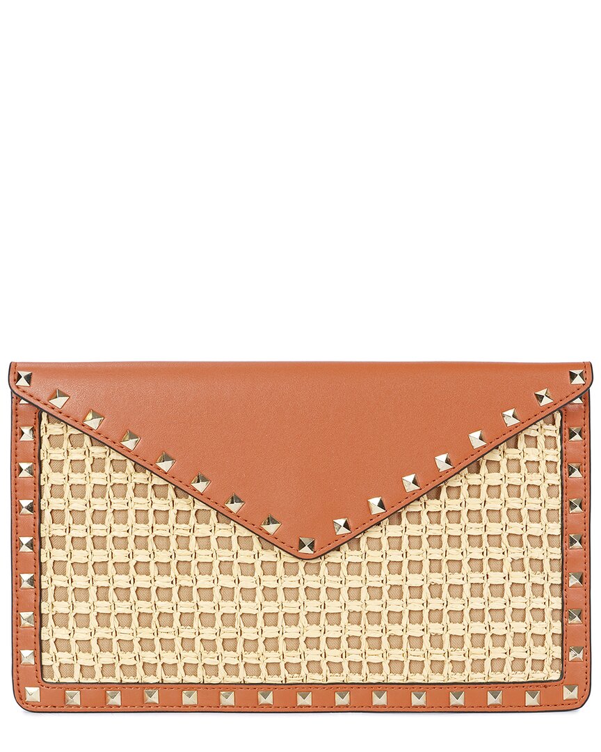 Tiffany & Fred Paris Raffia & Leather Clutch