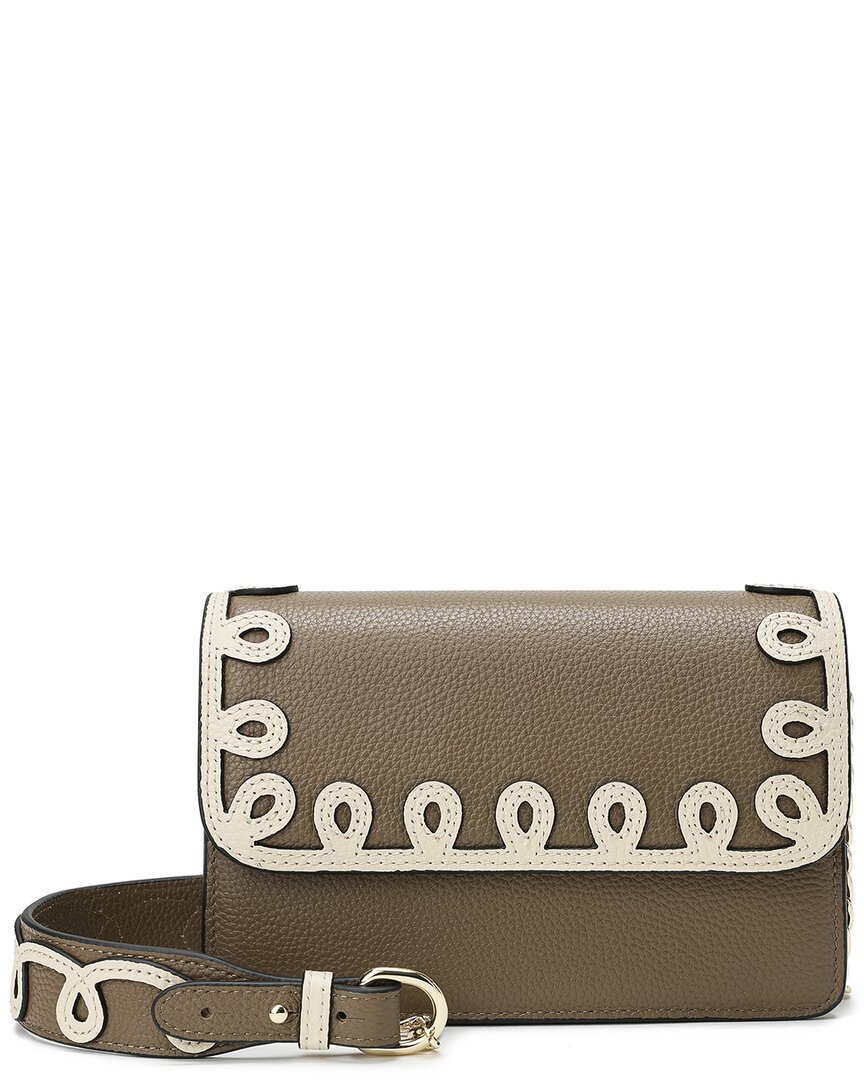 Tiffany & Fred Paris Fold-over Leather Lace-effect Crossbody