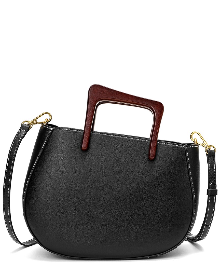 Tiffany & Fred Paris Leather Top Wooden Handle Satchel