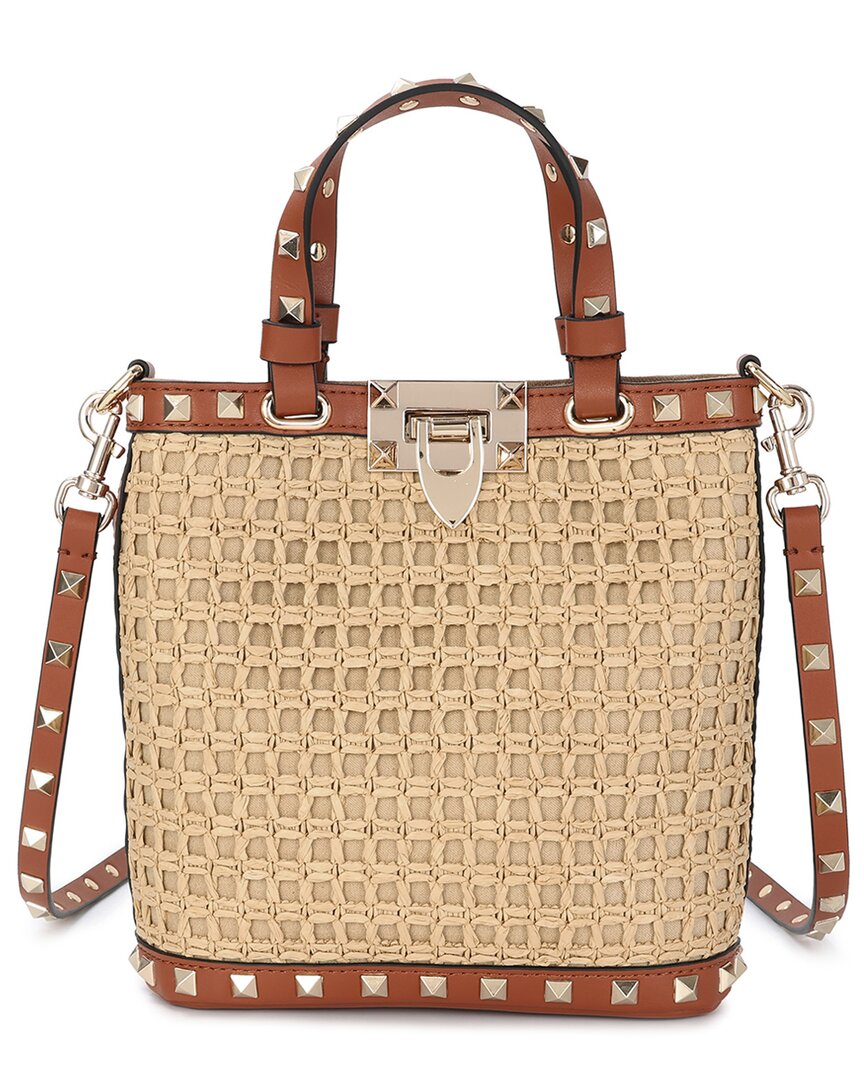 Tiffany & Fred Paris Elegant Woven Raffia & Leather Tote