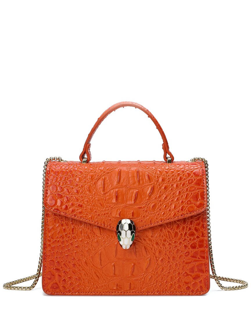 Tiffany & Fred Paris Alligator-embossed Leather Top Handle Satchel