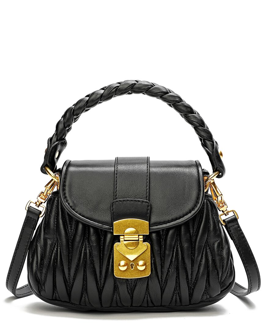 Tiffany & Fred Paris Pleated Leather Messenger Bag