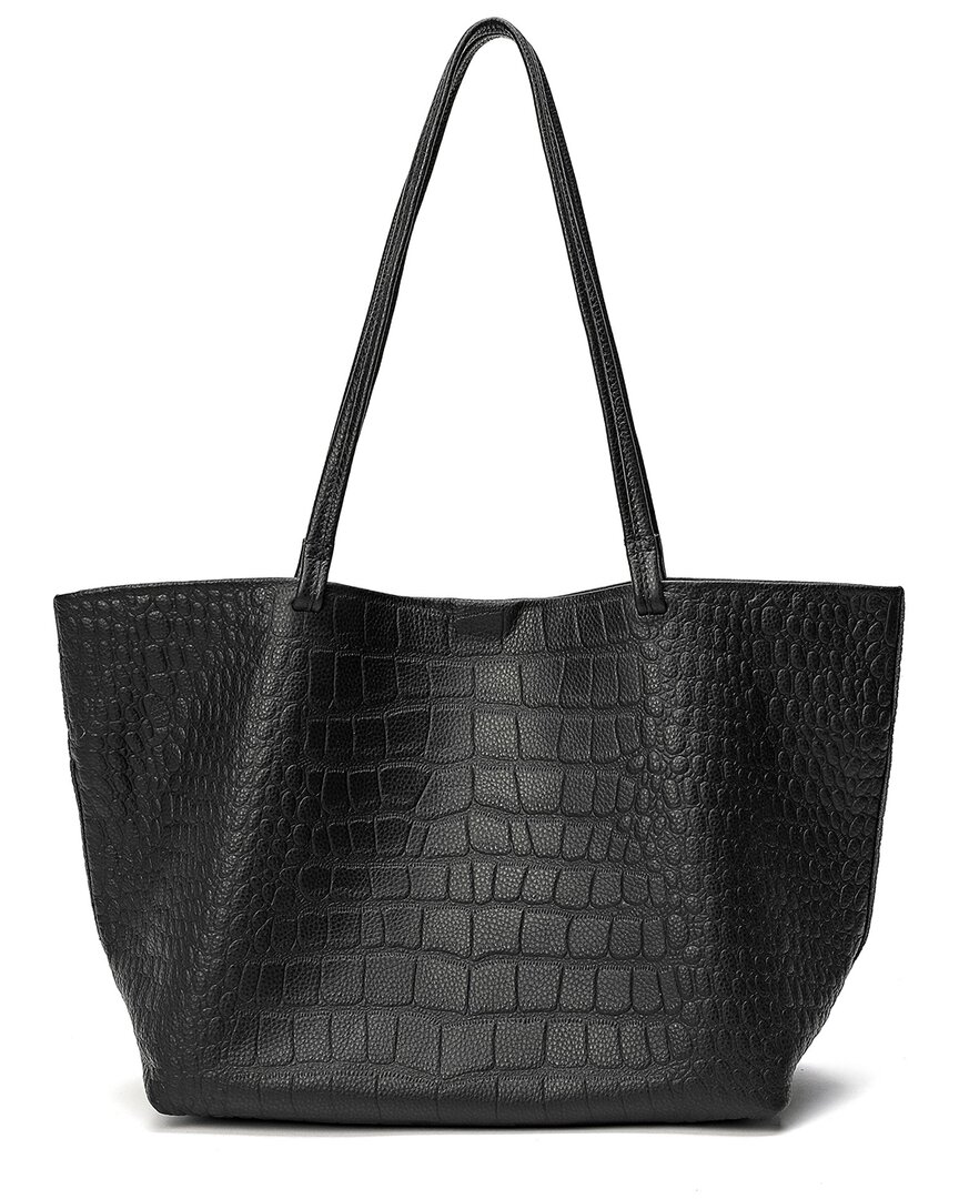 Tiffany & Fred Paris Embossed Croc-embossed Full-grain Leather Tote