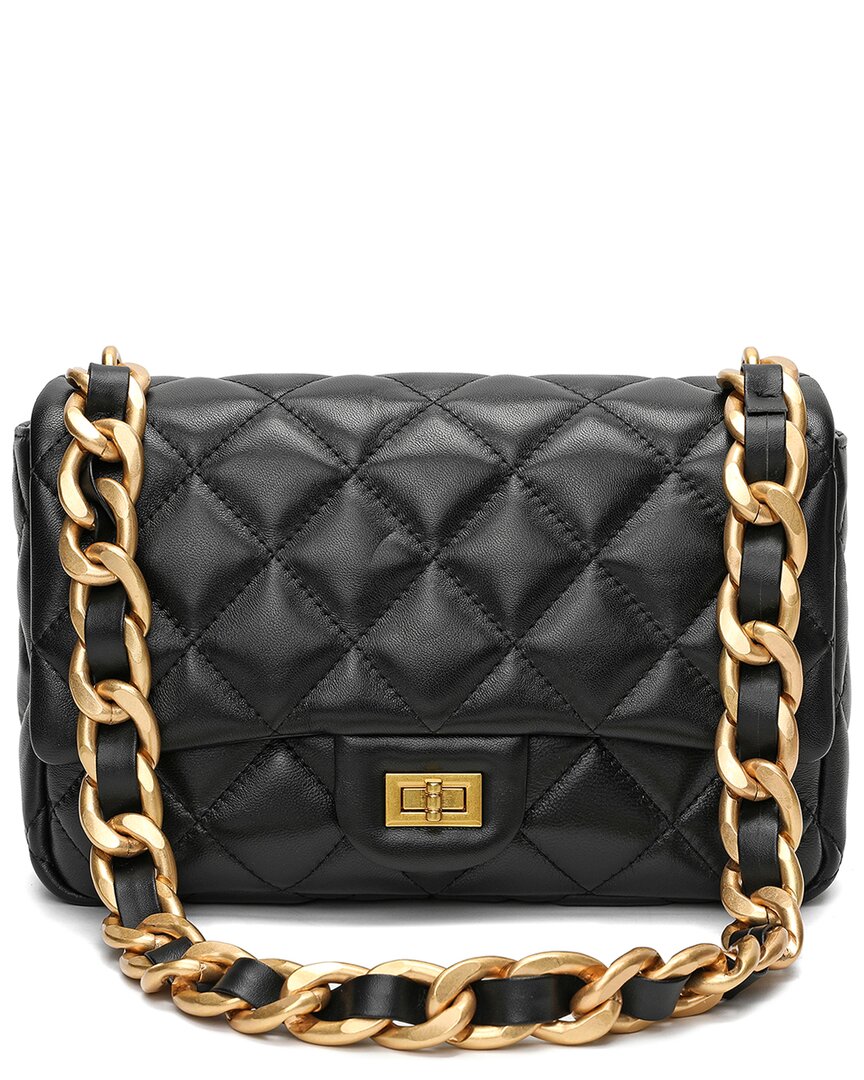 Tiffany & Fred Paris Top-grain Leather Foldover Shoulder Bag