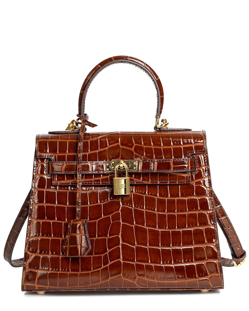 Tiffany & Fred Paris Alligator-embossed Leather Satchel