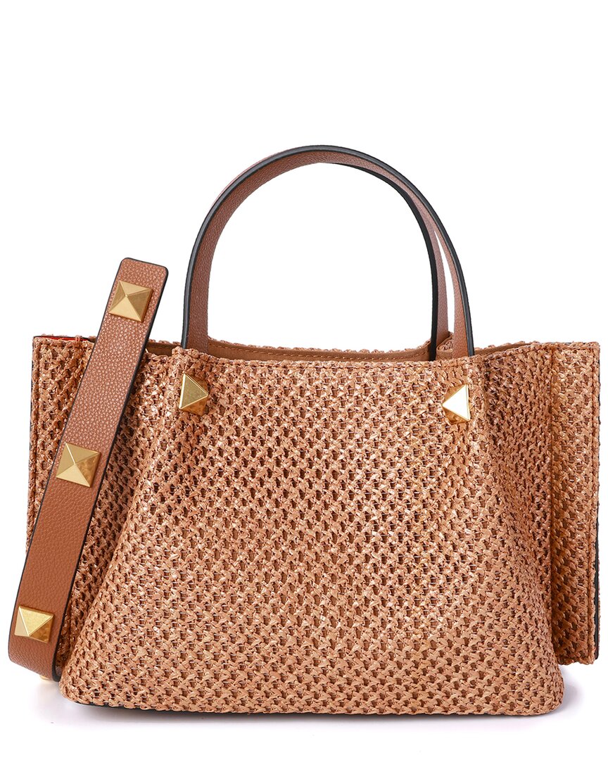 Tiffany & Fred Paris Raffia & Leather Top-handle Bag