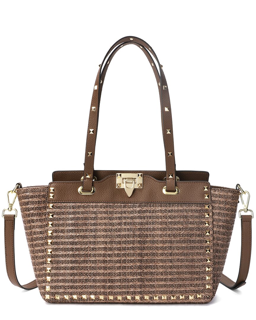 Tiffany & Fred Paris Raffia & Leather Tote