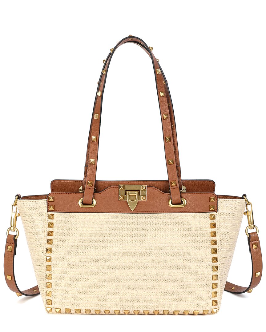 Tiffany & Fred Paris Raffia & Leather Tote