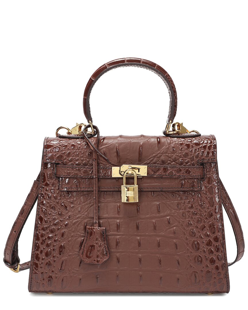 Tiffany & Fred Paris Alligator-embossed Leather Satchel