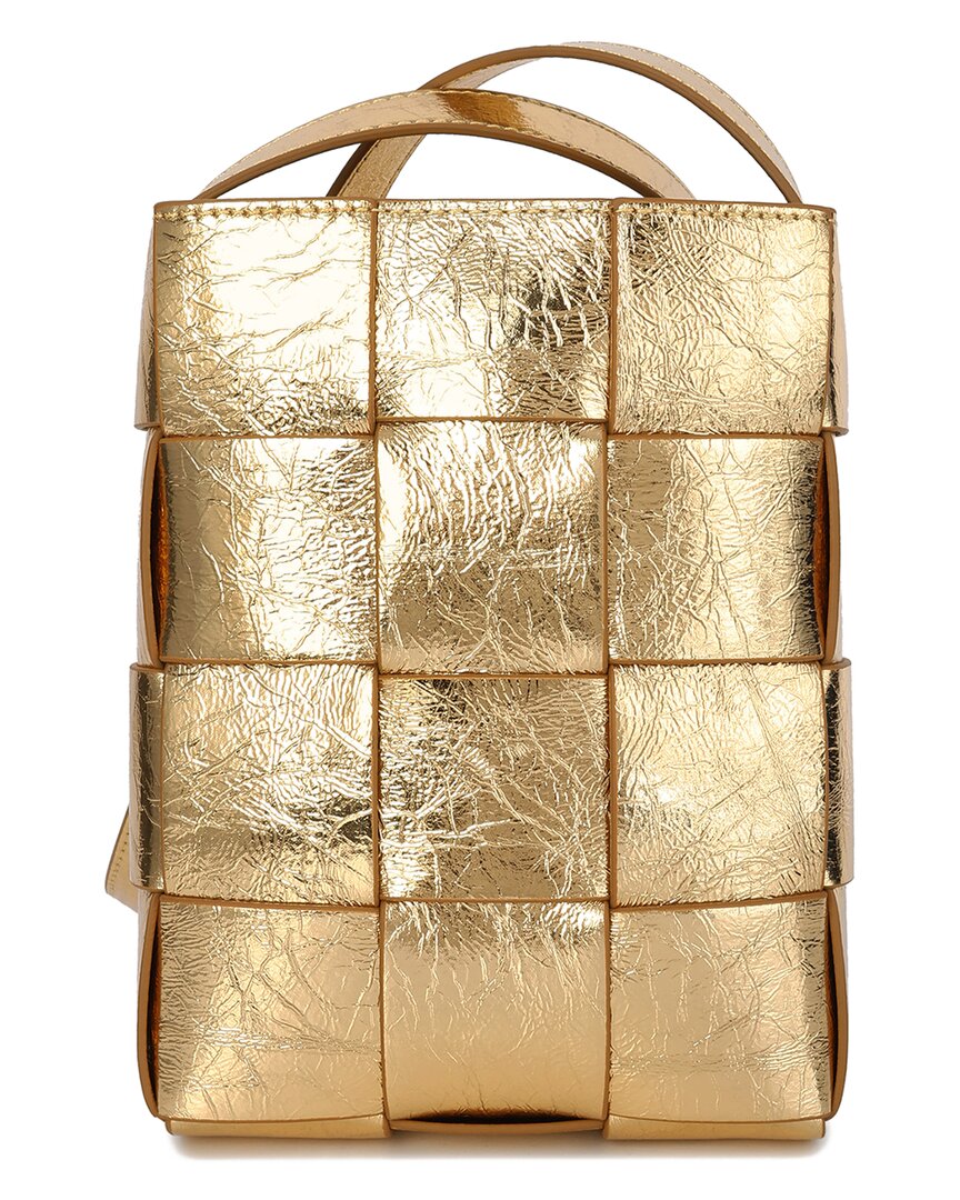 Tiffany & Fred Paris Hand-woven Leather Vertical Crossbody Bag