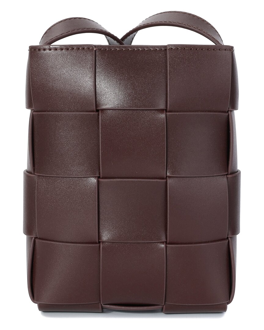 Tiffany & Fred Paris Hand-woven Leather Vertical Crossbody Bag