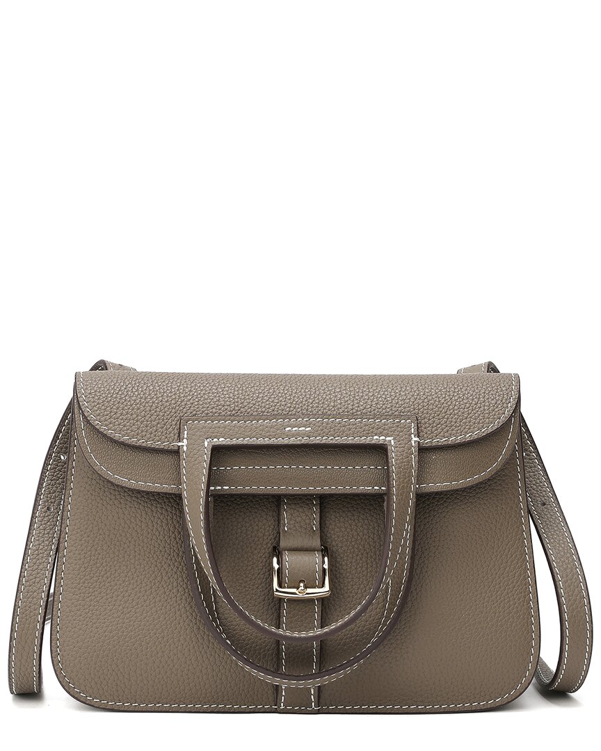 Tiffany & Fred Paris Full-grain Soft Leather Crossbody In Gray