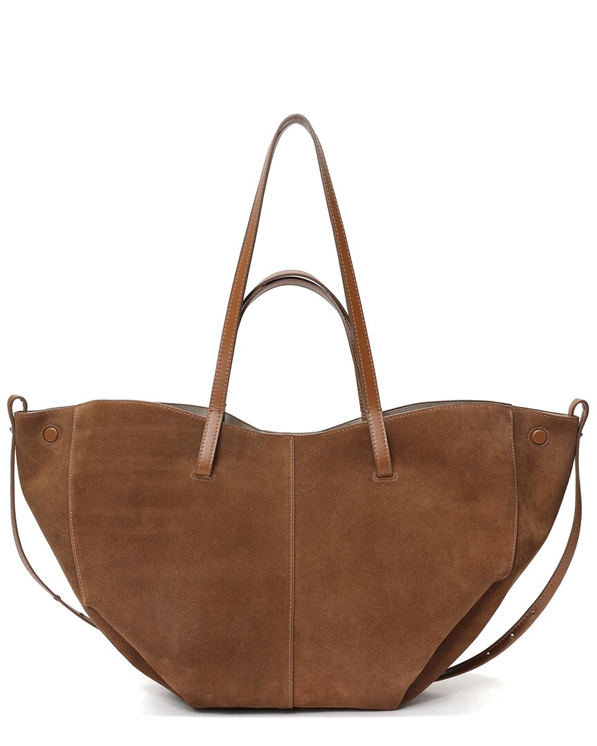 Tiffany & Fred Paris Lambskin Suede Tote In Brown