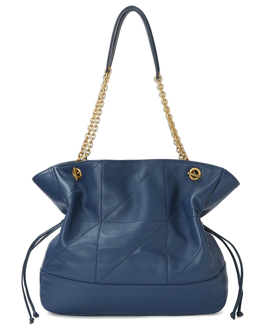 Tiffany & Fred Paris Quilted Lambskin Leather Tote Bag In Blue