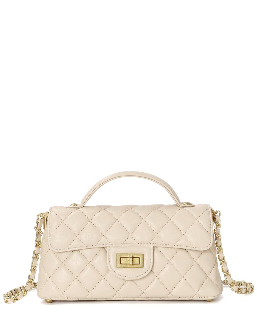 Tiffany & Fred Paris Top-handle Quilted Sheepskin Leather Shoulder Bag In Brown