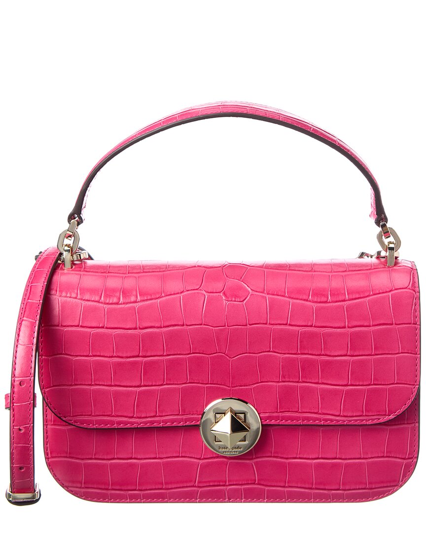 Kate Spade New York Audrey Croc-embossed Leather Top Handle Flap Crossbody In Pink