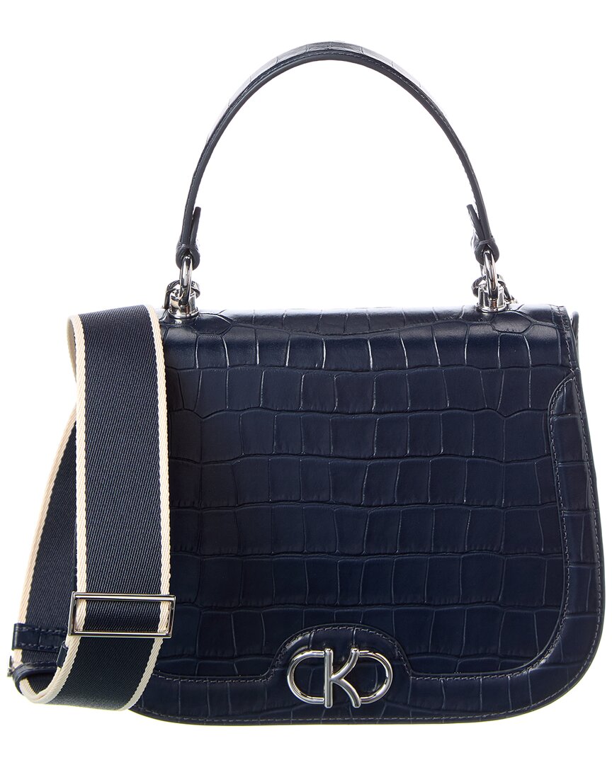 Kate Spade New York Kyla Croc-embossed Top Handle Saddle Bag In Blue