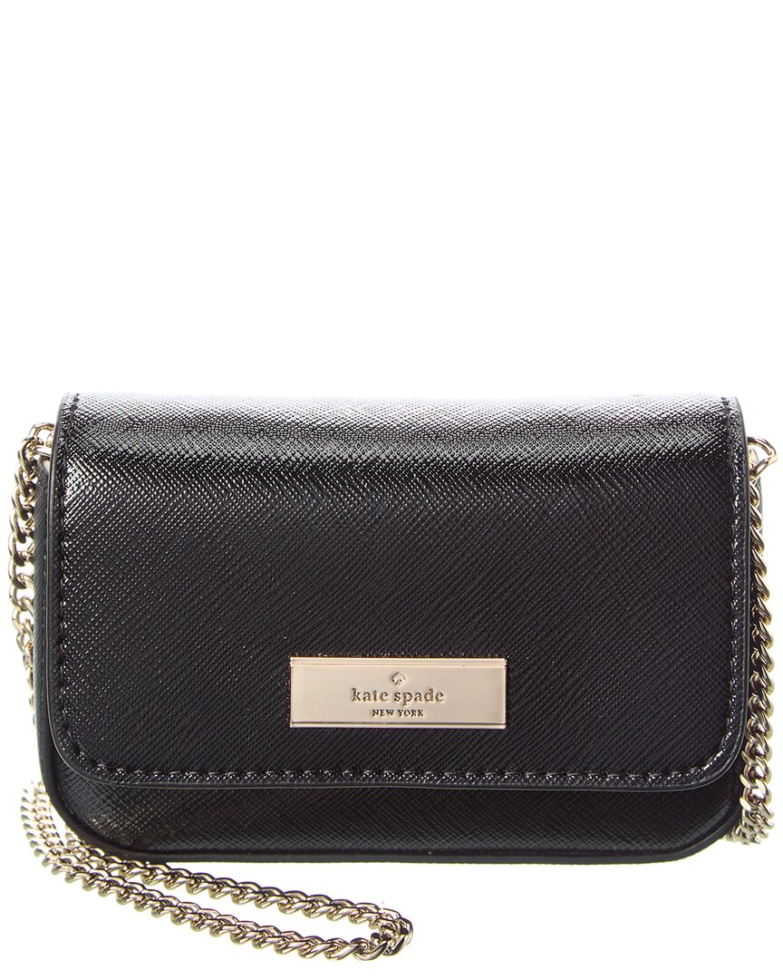 Kate Spade New York Kenzie Patent Saffiano Pvc Card Case Crossbody In Black