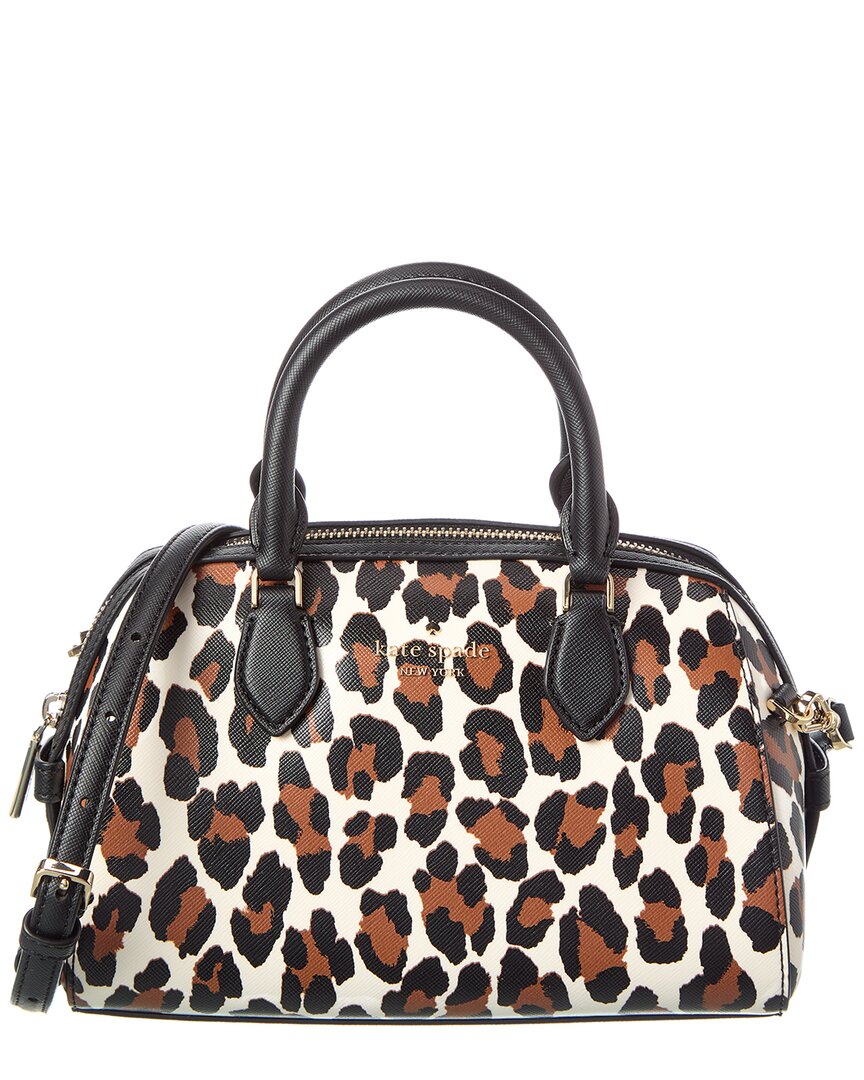 Kate Spade New York Madison Spotted Leopard Printed Small Dolly Duffel Crossbody In White