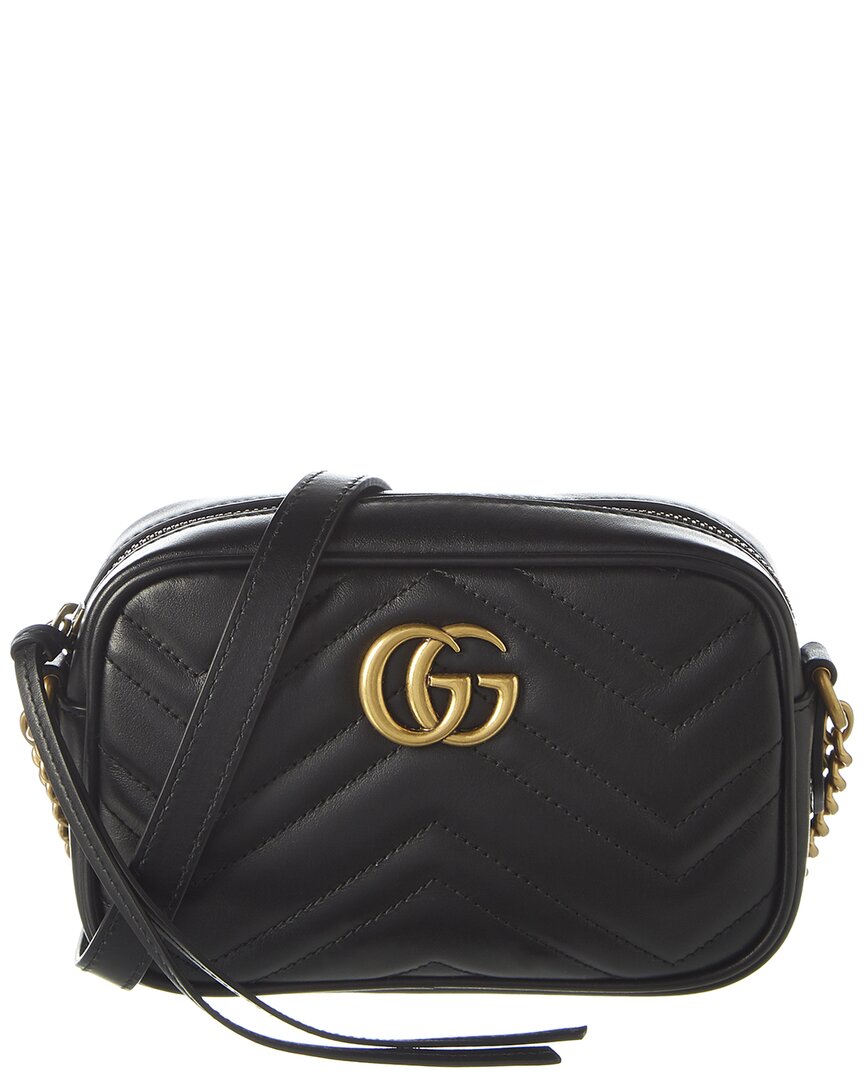 Gucci Gg Marmont Mini Matelasse Leather Crossbody Camera Bag In Black