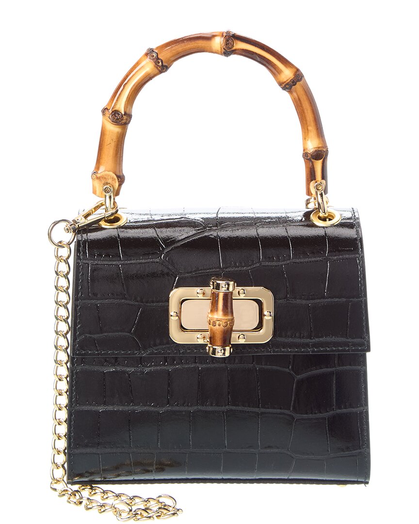 Persaman New York Ellie16 Top Handle Leather Bag In Black
