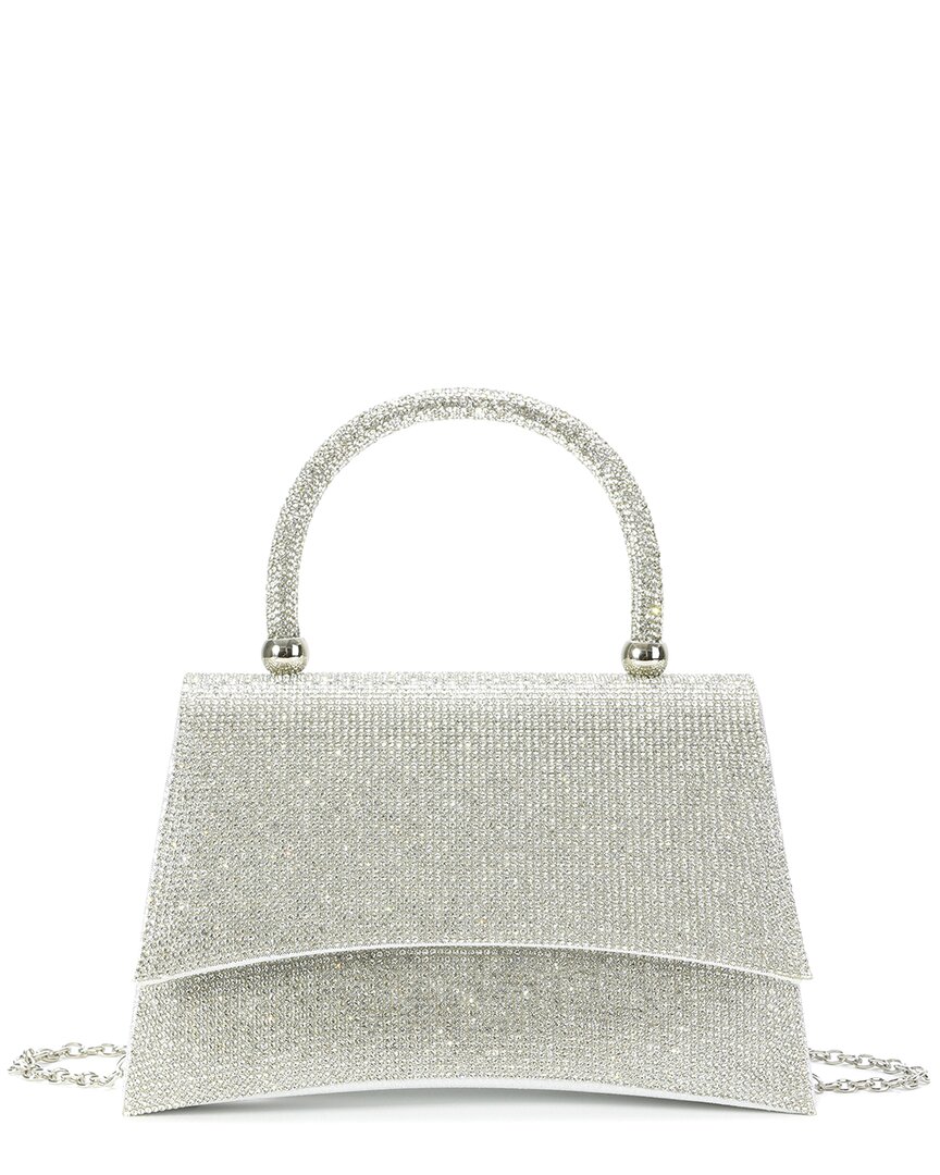 Tiffany & Fred Paris Crystal-embellished Leather Evening Satchel In Silver