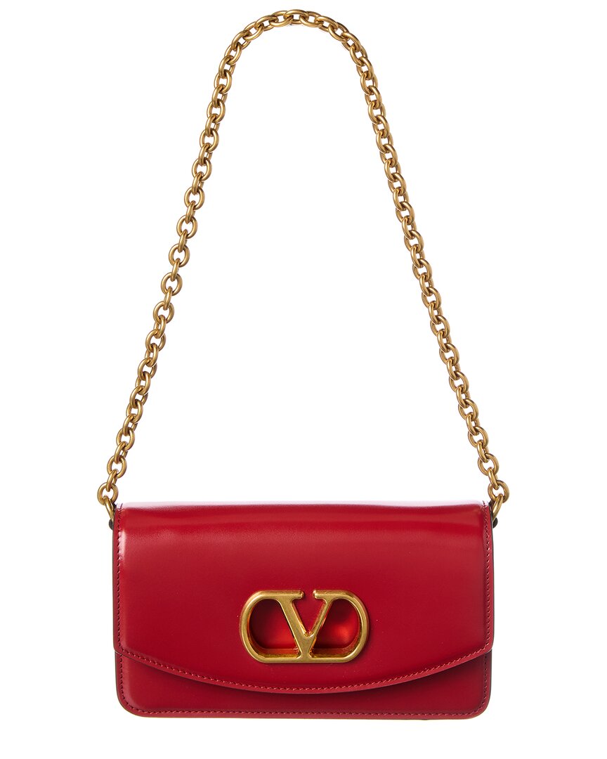 Valentino Vlogo Leather Shoulder Bag In Red