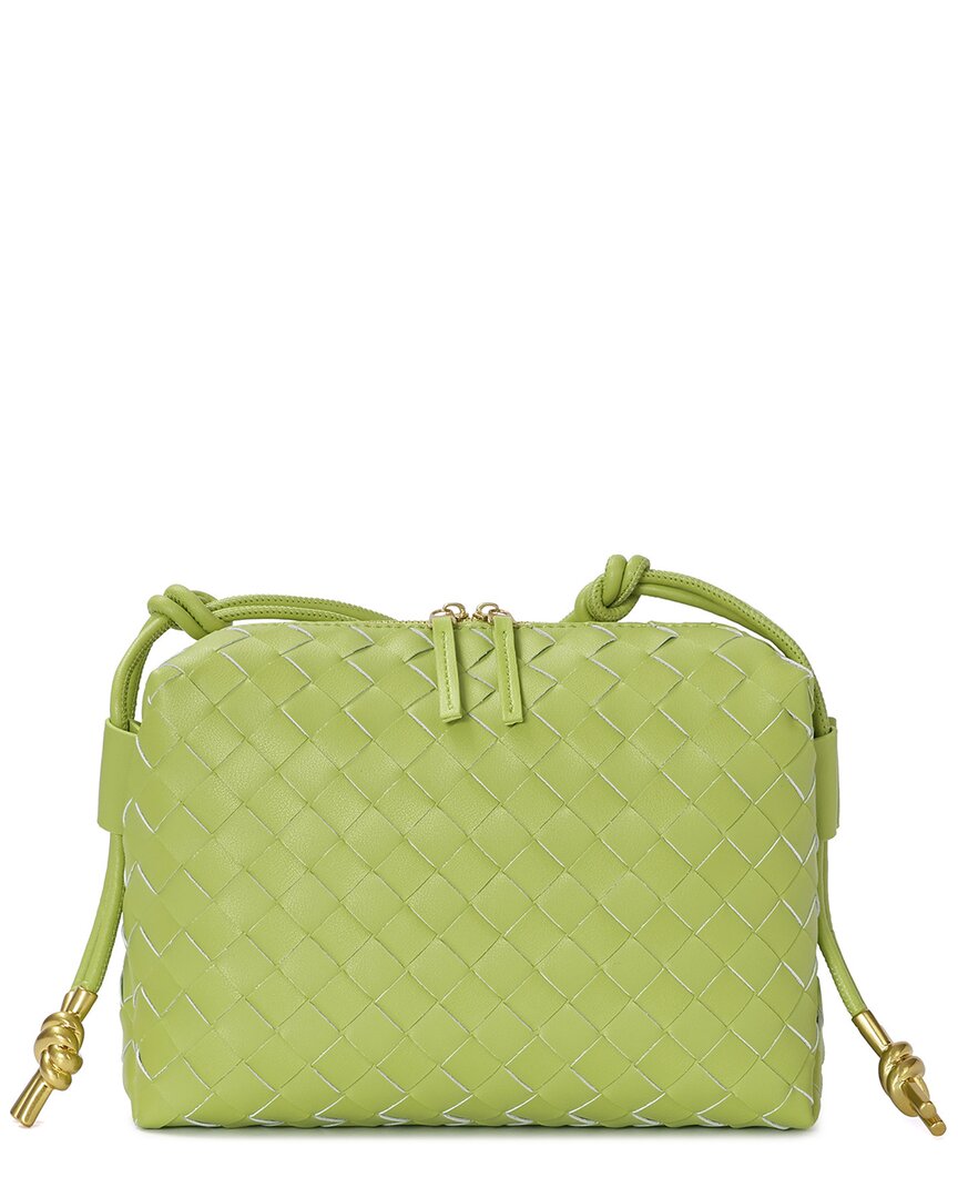 Tiffany & Fred Paris Large Woven Leather Crossbody In Green