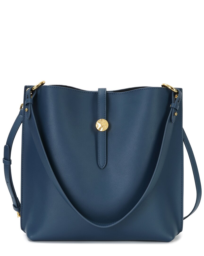 Tiffany & Fred Paris Smooth Leather Shoulder Bag In Blue