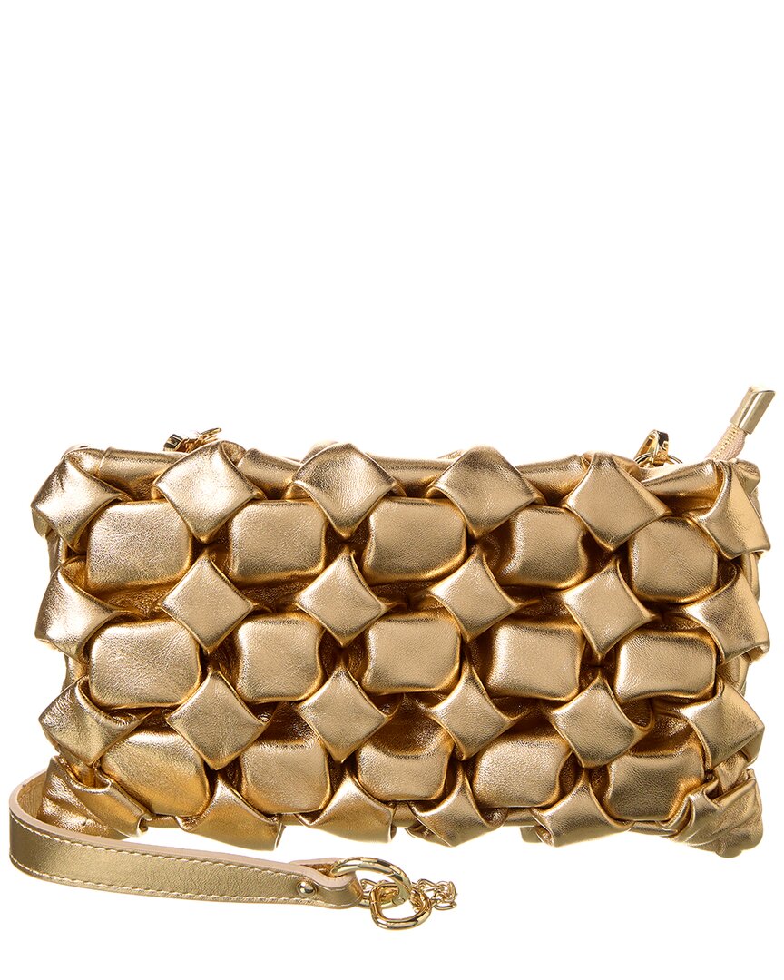 Persaman New York Lucille Leather Clutch In Yellow