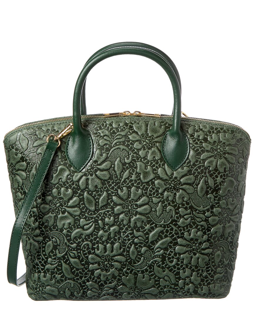 Persaman New York Alexandra Embossed Leather Tote In Green