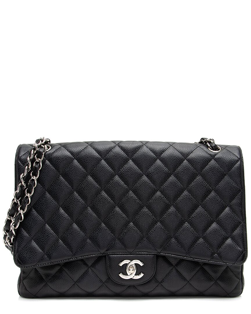 Pre-owned Chanel Black Caviar Leather Classic Maxi Single Flap Bag (authentic Pre-loved)