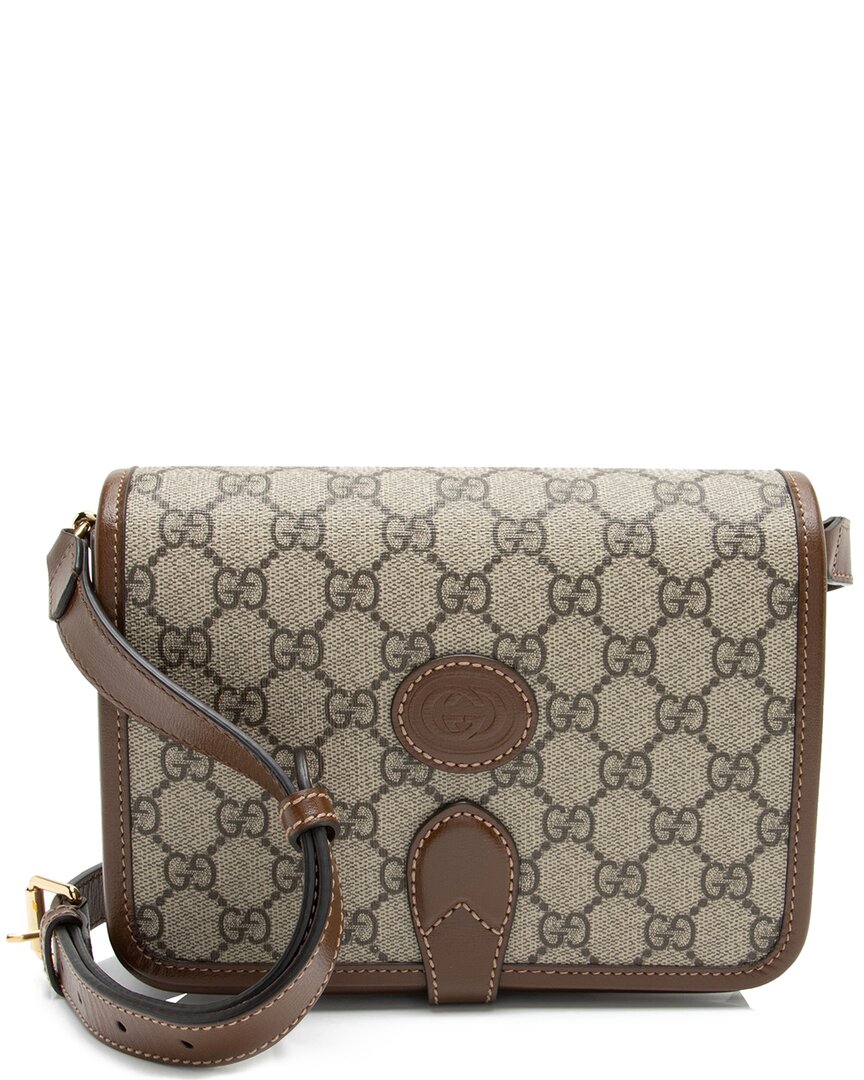 Gucci Brown Coated Canvas & Leather Interlocking G Mini Crossbody (authentic Pre-loved)