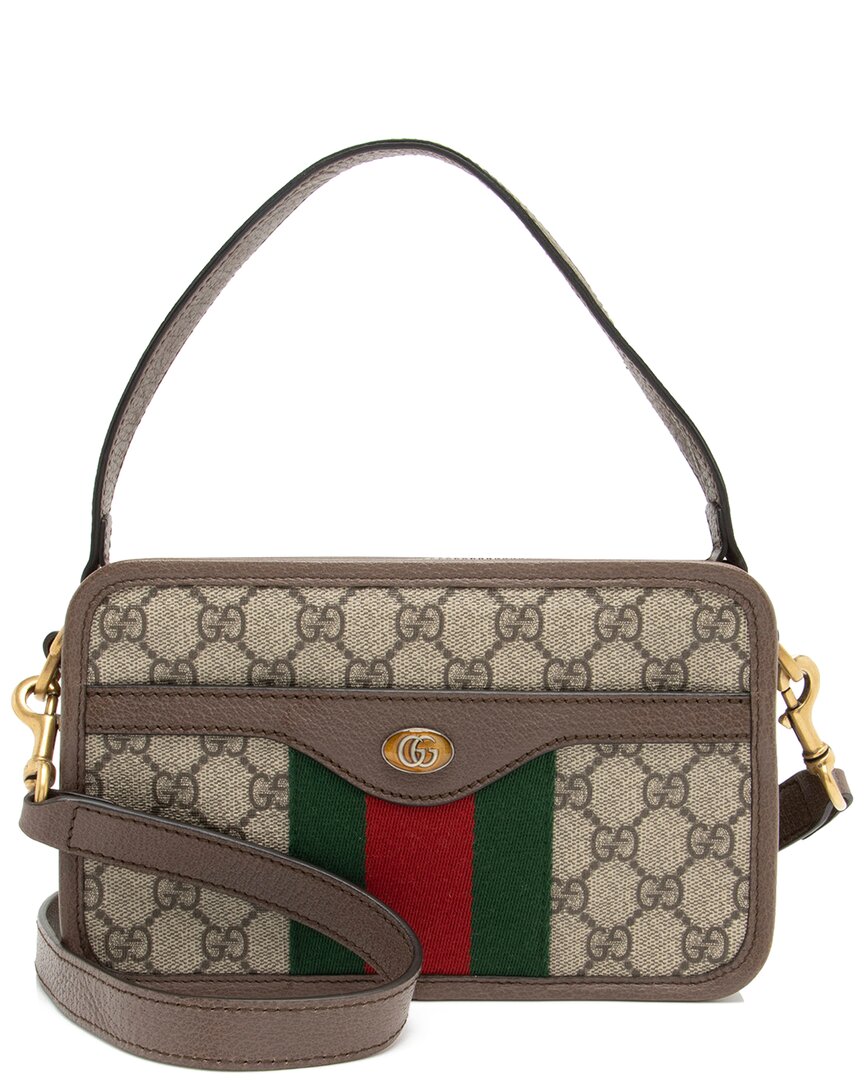 Gucci Brown Coated Canvas, Leather & Nylon Ophidia Dual Crossbody (authentic Pre-loved)