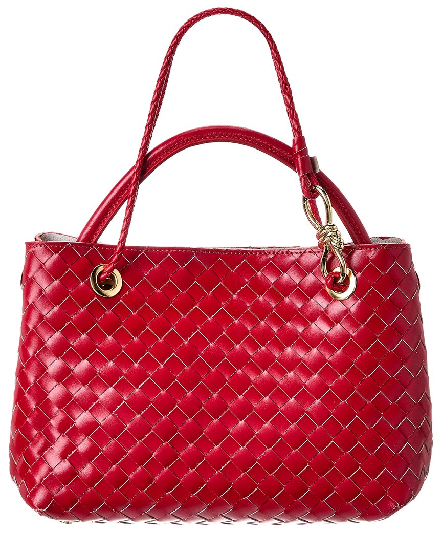 Isabella Rosetti Lily Woven Leather Tote In Red