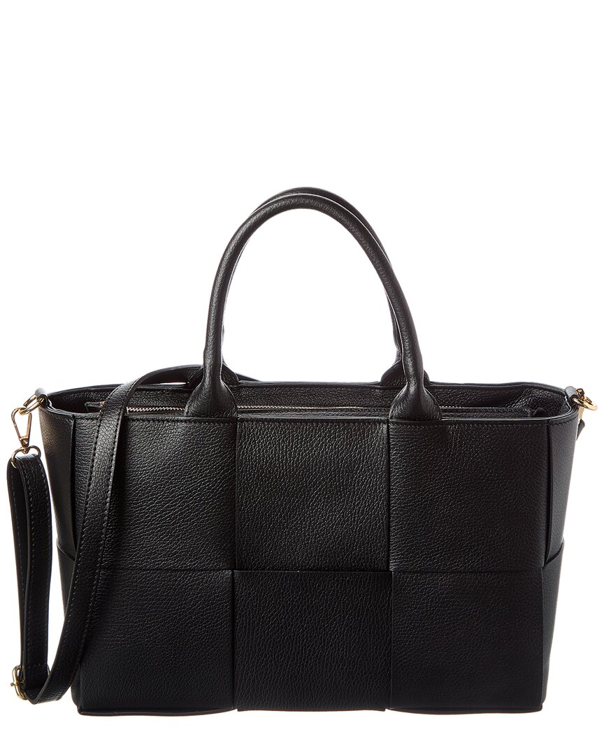 Isabella Rossetti Isabel Hand-woven Leather Tote In Black